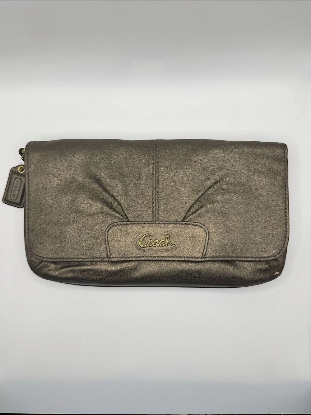 Coach Ashley Metallic Bronze Wristlet Clutch